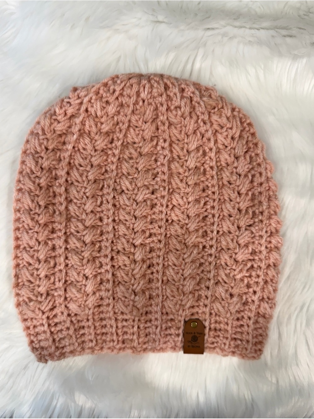Soft Pink Cable Crochet Women's Beanie